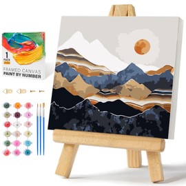 Offito Framed Paint by Numbers Kit for Adults Beginners & Kids Ages 8-12, Abstract Mountain Acrylic Easy Paint by Number with Frame, Paint by Number Kits on Canvas Framed (10 * 10 Inch, without Easel)
