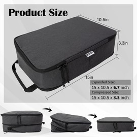 Compression Packing Cubes for Travel Essentials, 2 Set Expandable Packing Cubes for Suitcase Luggage Organizer Bags for Travel, Black