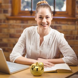 3 Pcs Teacher Gifts Ceramic Golden Apple Teacher Appreciation Gifts Golden Apple Award Teacher Gifts for Women Men Graduation Teacher's Day Office Decor