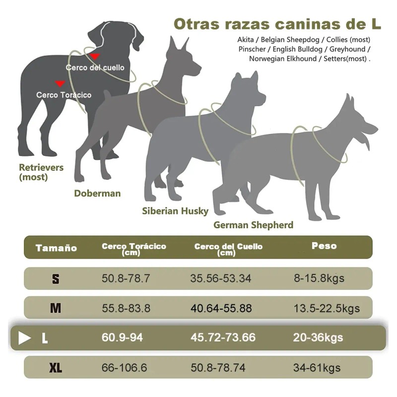Chaleco Táctico Para Perro Grande Pechera K9 Ajustable