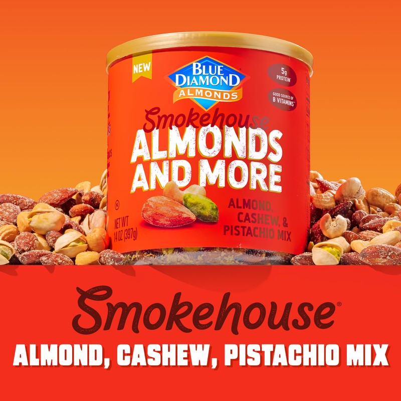 Blue Diamond Almonds, Mixed Nuts Smokehouse Flavored Deluxe Snack Nuts,