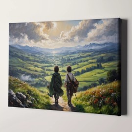 Handmade The Lord Of The Rings: Frodo And Sam Leaving The Shire Canvas Print Wall Art - 36" x 48"