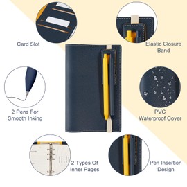 miikoul Small Pocket Notebook Journals with Pen,Weekly Planner Book Refillable Lined Journal Notebooks 100 GSM Note Pads Portable Notepad for Taking Back to School Supplies Writing 7.6" X 5" 180 Pages