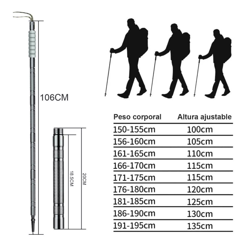 Alpinismo y Escalada Bastones De Senderismo, Bastones De Trekking Plegabes
