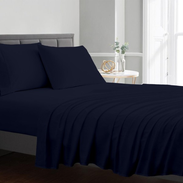 BLUECLANS 1000 Thread Count Deep Pocket Sheets Full Navy Blue