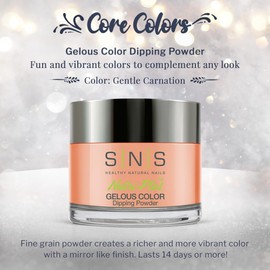 SNS Nail Dip Powder, Gelous Color Dipping Powder - Gentle Carnation (Natural, Nudes/Fair, Cream) - Long-Lasting Dip Nail Color Lasts 14 Days - Low-Odor & No UV Lamp Required - 1.5oz