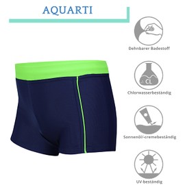 Aquarti Boys' Swimming Trunks with Side Piping, 024 Dark Blue/Green