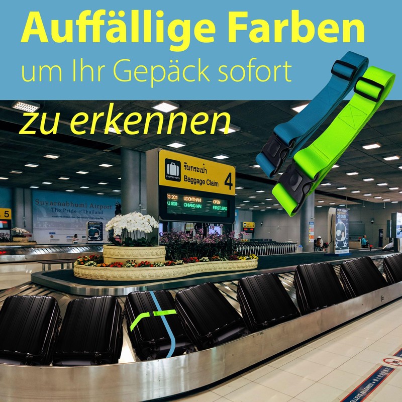 Taschenmann2005 Suitcase Straps with Locking and Cross Strap Function, Set