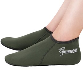 Seavenger Zephyr 3mm Neoprene Socks | Wetsuit Booties for Scuba Diving, Snorkeling, Swimming (Olive Green, Medium)