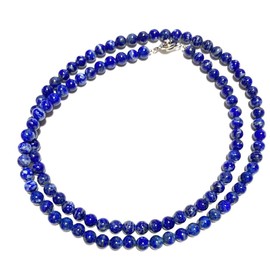 Kobe Hokodo December Birthstone AB 6mm Lapis Lazuli Necklace [50cm/55cm/60cm/65cm/65cm] [Fastener Alloy Rhodium Coated New Hook Use!], Lapis Lazuli