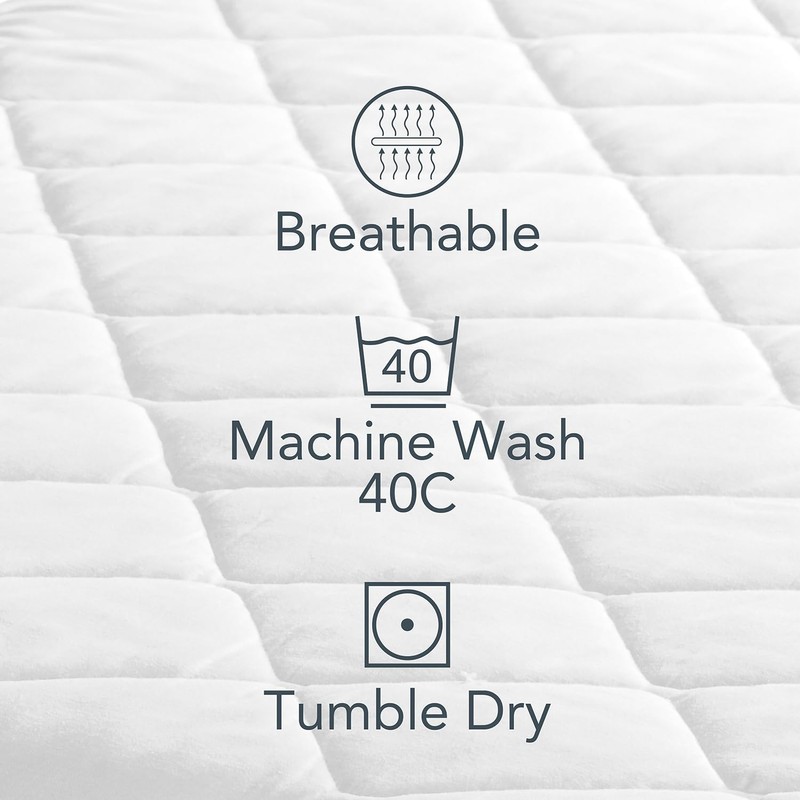 Quilted Mattress Protector with Strap Breathable Comfortable Mattress Cover Topper