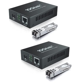 ipolex Gigabit Ethernet Media Converter, 1.25G SFP Port Fiber Media Converter, Multimode LC Media Converter with a SFP-SX Transceiver Module (850-nm, 550-m@OM2OM3MMF) 2-Pack.