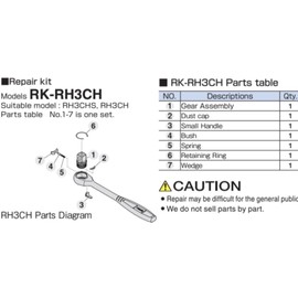 TONE Ratchet Handle Repair Kit RK-RH3CH Drive 0.3 inch (9.5 mm) (3/8 inch)