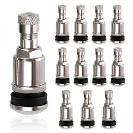 YUDAWN Car Tyre Valve 11.3 mm, Pack of 12 Car Valve TR525 Steel Tyre Valve Universal Metal Rim Valves for Tyres of Car Truck Motorcycle Bicycle (Silver)