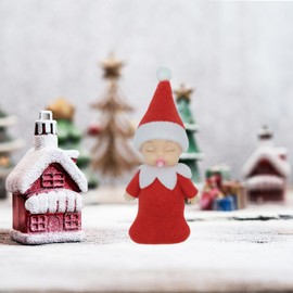 LovelfStory Elf Accessories Sleeping Baby, Tiny Christmas Elf Girl and Boy Baby Doll for Xmas Gift (Red)