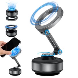 Electric Vacuum Magnetic Suction Phone Holder,360° XO Rotating Electric Vacuum Magnetic Car Phone Mount, Adjustable Foldable Strong Suction Car Holder Mount for iPhone16/15/14/13/12 Shower/Car/Mirro