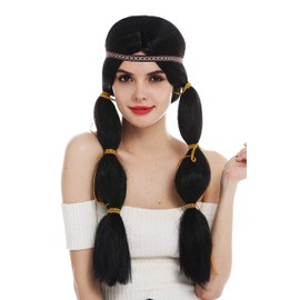 WIG ME UP - SARL087-P103 Women's Wig Carnival Long Indian Woman Wild West Braids Black Headband