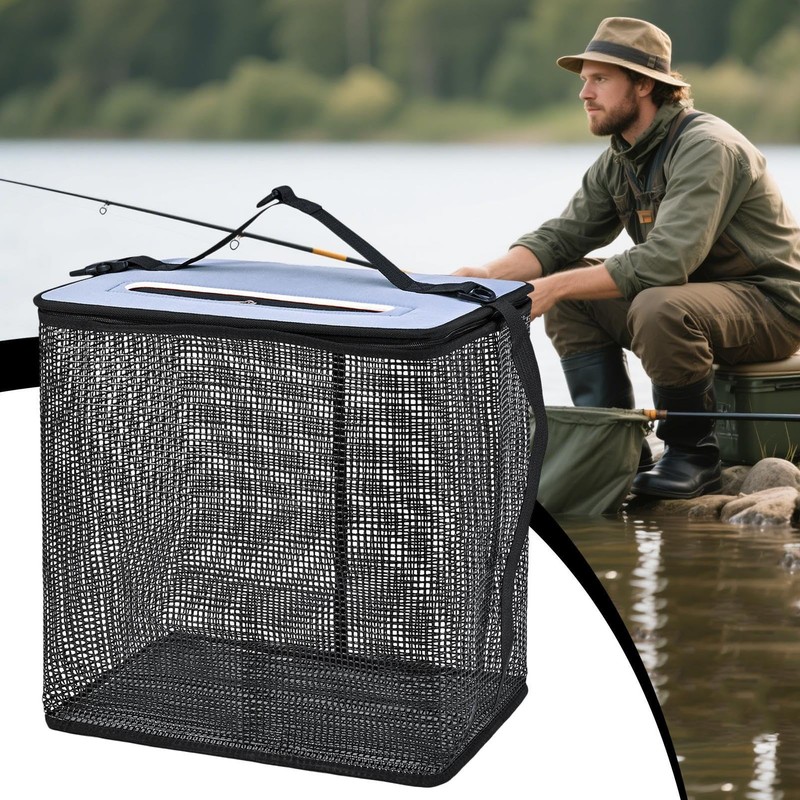 Floating Bait Bucket - Foldable Floating Fish Net Cage -
