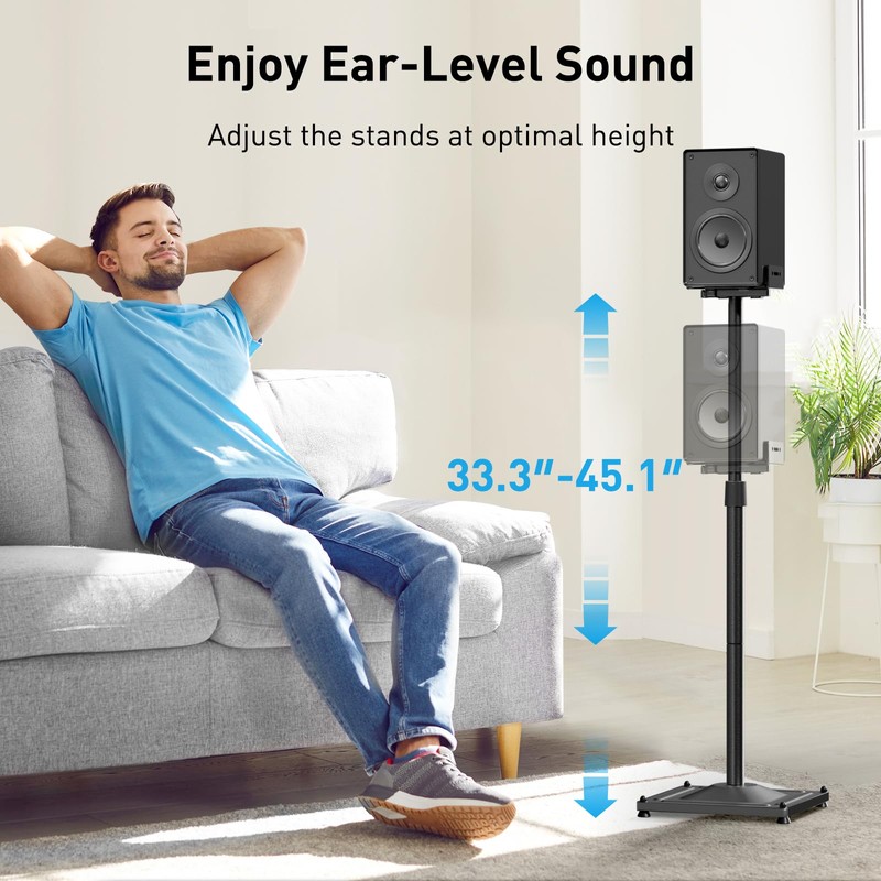 PERLESMITH Universal Speaker Stands for Surround Sound -Height Adjustable Extend