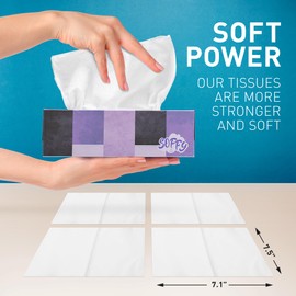 Facial Tissues, 2 Ply White - 130 Per Box, Car and Travel, Face Tissue 7.5" x 7.1", (Pack of 6) Tissue Box