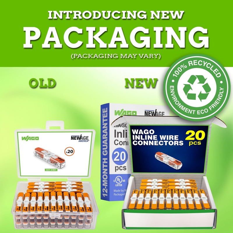 WAGO 221-2401 20pc Inline Compact Splicing Wire Connectors | Includes