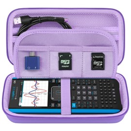 Elonbo Carrying Case for Texas Instruments TI-Nspire CX II CAS/TI-Nspire CX II/CX/CX CAS Color Graphing Calculator, Extra Zipped Pocket Fits Charger Manual, Purple