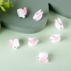 Beadthoven 40pcs White Rabbit Resin Charm Pendants Mini Easter Bunny