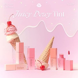 dasique Juicy Dewy Tint (09 Peach Pudding) 0.12 oz | Light Application with moisture | Long Lasting & wearing Glossy Lip Stain, Non-sticky | Vegan, Cruelty-free | Korean makeup | stocking stuffers