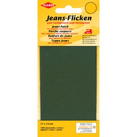 Kleiber 17cm x 15cm Iron On Denim Jeans Repair Patch-Cut to Size Required-Olive Green