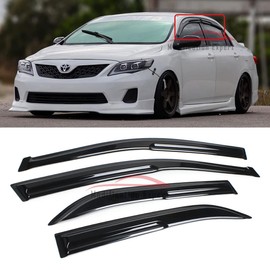 Fits for 2009-2013 Toyota Corolla Sedan JDM Wavy Mugen Style Window Visors Rain Guards Deflectors