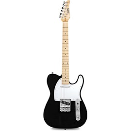 LyxPro 39" Electric Guitar TL Series Full-Size Paulownia Body, 3-Ply Pickguard, 3-Way Switch & Volume/Tone Controls -Black with 40 Watt Amplifier - (Black)