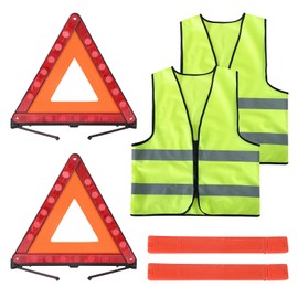 FLKQC Warning Triangles Safety Triangle Emergency Kit Foldable Reflective Triangles with Base Roadside Triangle Kit with Reflective Warning Vest