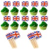 British Toothpicks Flag,100PCS Union Jack Cupcake Toppers Stick Flags Double