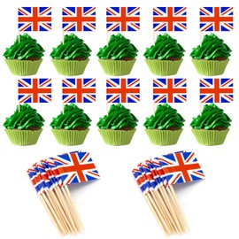 British Toothpicks Flag,100PCS Union Jack Cupcake Toppers Stick Flags Double Sided Mini Toothpick Food Flags Labels UK Cocktail Stick Flag for National Day Birthday Party Decoration Y4YGQQ (UK)