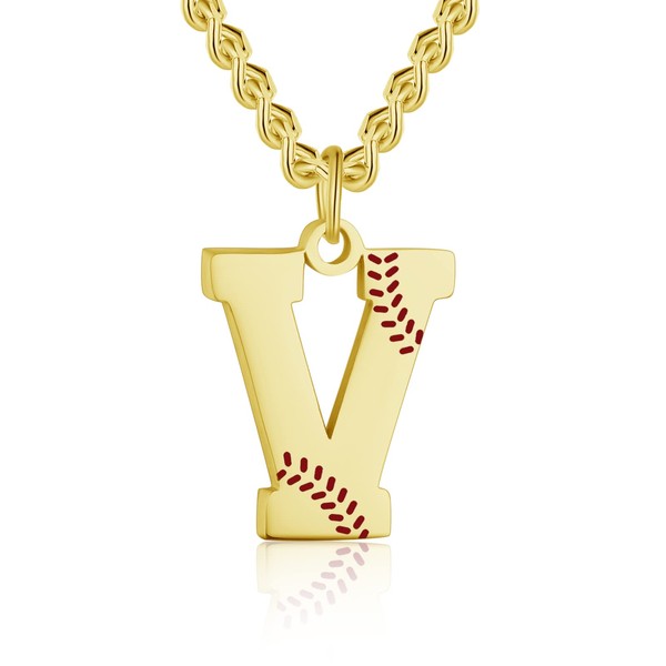 AIAINAGI Baseball Initial A-Z Letter Necklace for Men Baseball Charm
