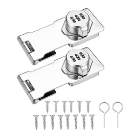 Tidorlou Cabinet Password Hasp Lock Combination Lock 3-Digit Password Code Latch Lock for Cabinets Door Barn Door Locker Toolbox Fence, 2pack Silver