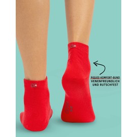 OCERA 10 Pairs of Short Shaft Socks for Men and Women in Various Colours, Oeko-Tex Standard 100 Certified Cotton, Red Grey Mix