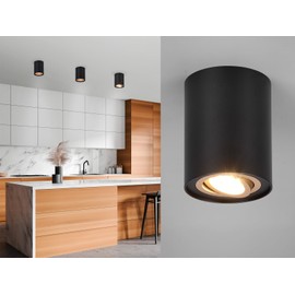 meineWunschleuchte Small 1-Bulb Surface-Mounted Spotlight Metal Black Gold Matt Height 12.5 cm