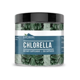 Clorella (200 cápsulas) natural, suplemento de algas de agua dulce, fuente de clorofila