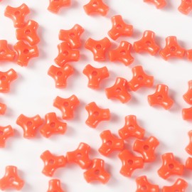 1300 Pcs Acrylic 10mm Plastic 3-Sided Kandi Tri Beads Tri-Shaped Beads Bone Beads Bulk for Wreath Candy Cane Beads Rainbow Holiday Tree Decorations Bead Ornament Jewelry Making Kit (Opaque Red)