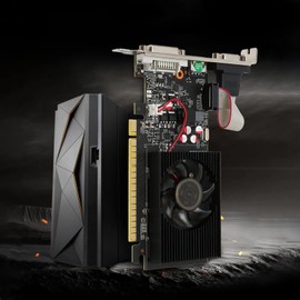 GF119 Gaming Graphics Card 1G DDR3 Memory 64bit 810MHz 1300MHz PCIE 2.0 GPU Video Card, DVI VGA, Single Fan Low Profile Computer Chassis Graphics Card