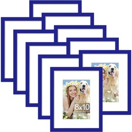 decorUhome 8x10 Picture Frame Set of 10, Display Photos 5x7 with Mat or 8x10 Unmatted for Picture Frames Collage Wall Decor, Royal Blue