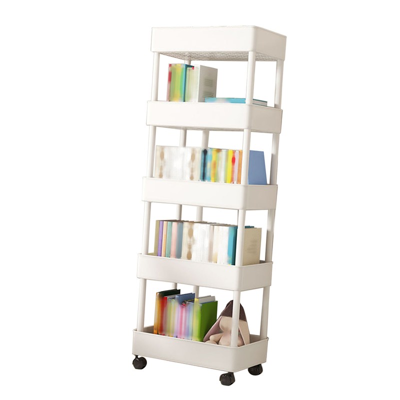 Book Organizer with Wheels Multi Tier Utility Cart Plastic Rolling