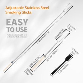 Mulaibdin 12 Pack Marshmallow Roasting Sticks, Smores Kit for Fire Pit 32 Inch, Metal Smores Sticks & Hot Dog Forks Skewers with Wooden Handle for Campfire Camping BBQ Cooking Bonfire Accessories