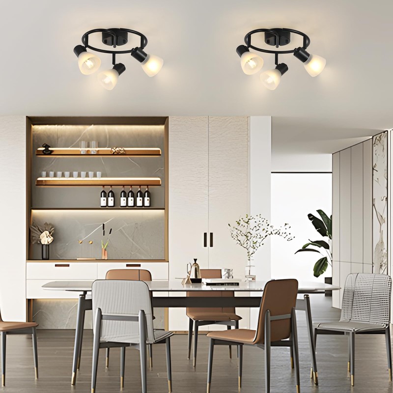 KEESFU 3-Light Kitchen Flush Mount Ceiling Light，Modern Round Track Lighting