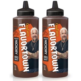 Guy Fieri's Flavortown Smokin' Hickory BBQ Sauce - Smokey Barbecue Sauce, Hickory Smoke BBQ Sauce, Smoked Sauce - 15.5 Ounce (Pack of 2)