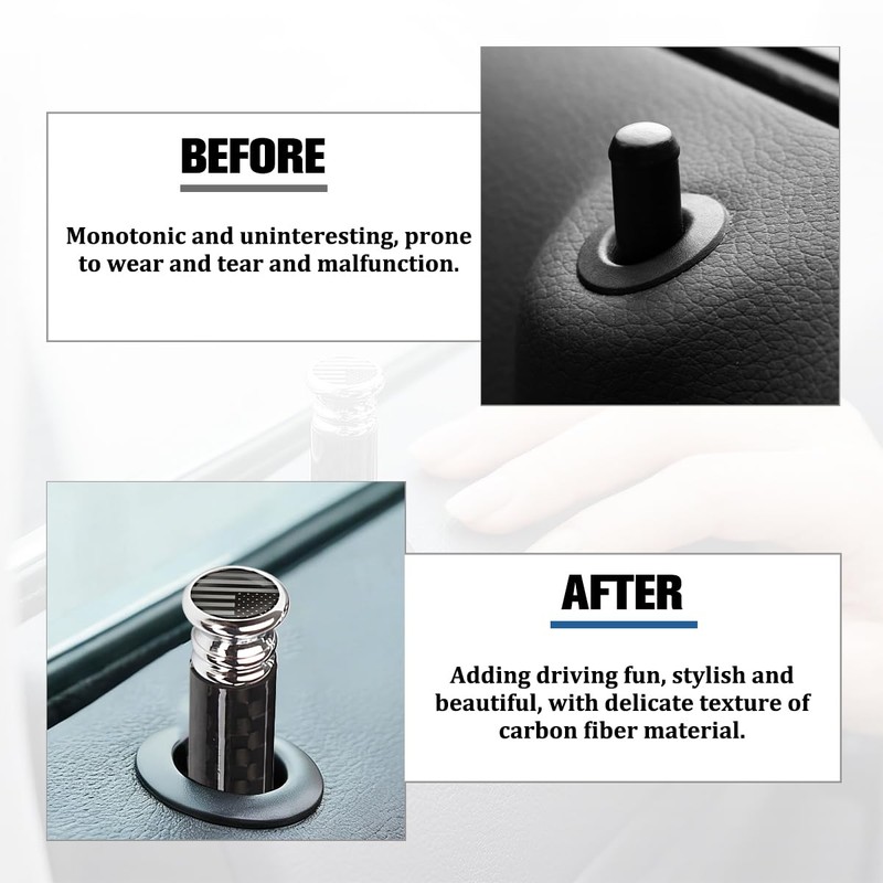 Sandfren 4PCS Carbon Fiber American Flag Car Lock Knobs, Vehicle