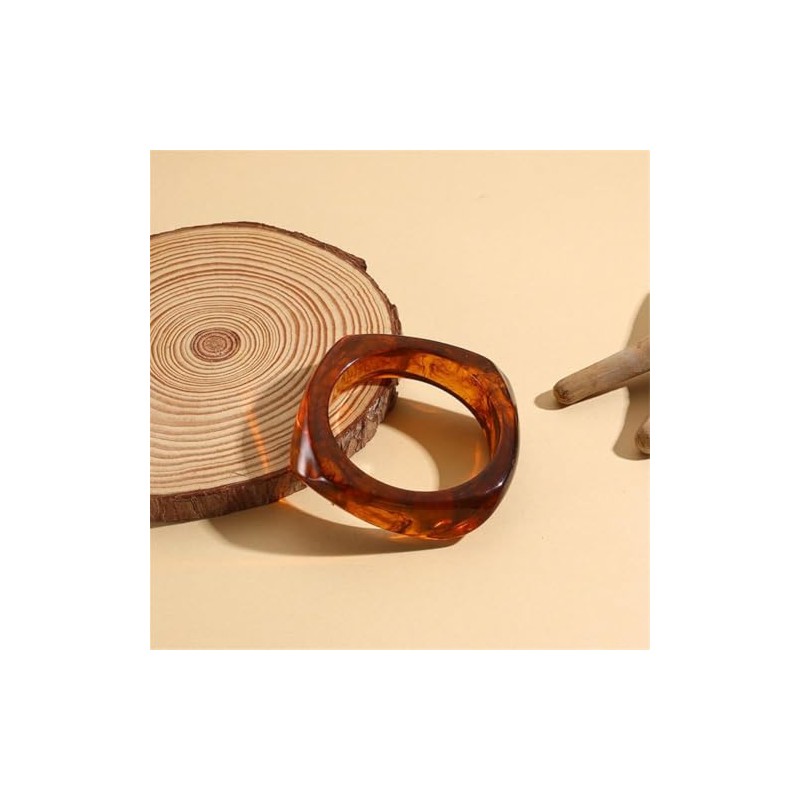 Kicomvi Colorful Resin Irregular Bangle Bracelet Acrylic Acetate Mottled Wide