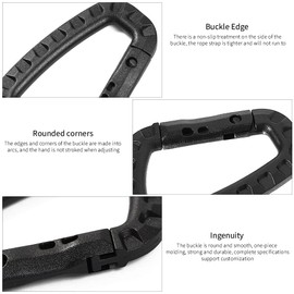 Tactical Carabiner Hook Plastic D-Ring Heavy Duty Spring Snap Hook for Camping Hiking Fishing Backpack Pack of 4