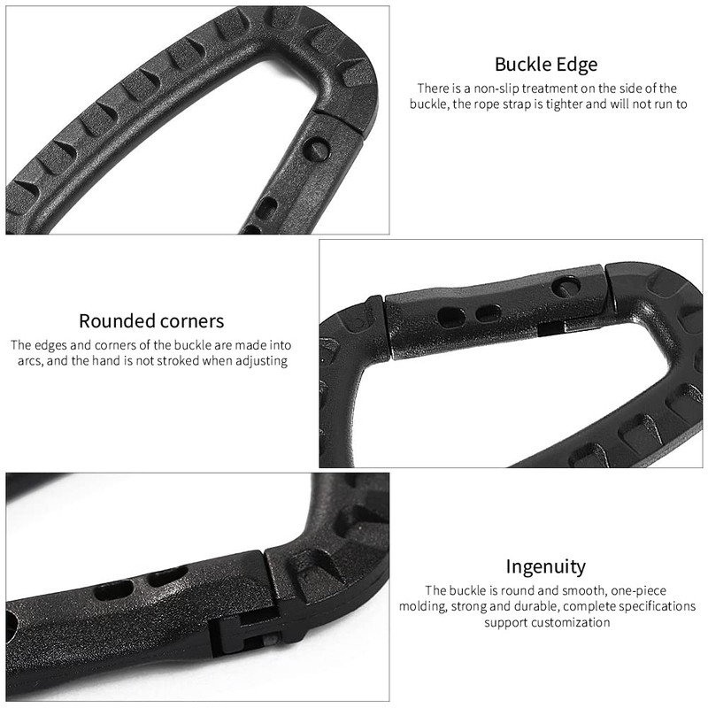 Tactical Carabiner Hook Plastic D-Ring Heavy Duty Spring Snap Hook